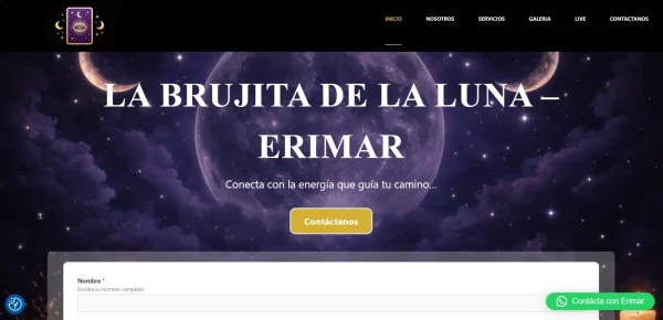 Muestra del portafolio de diseño web de ELOMUX: Proyecto LA BRUJITA DE LA LUNA